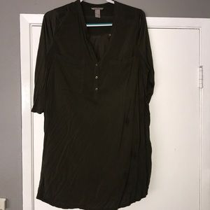 H&M 3/4 sleeve army green utility dress